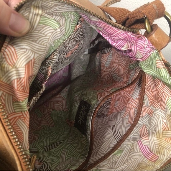 The Sak Lucia Brown Leather Crossbody Bag Mixed Metallic Print Pocket Purse - Picture 8 of 15